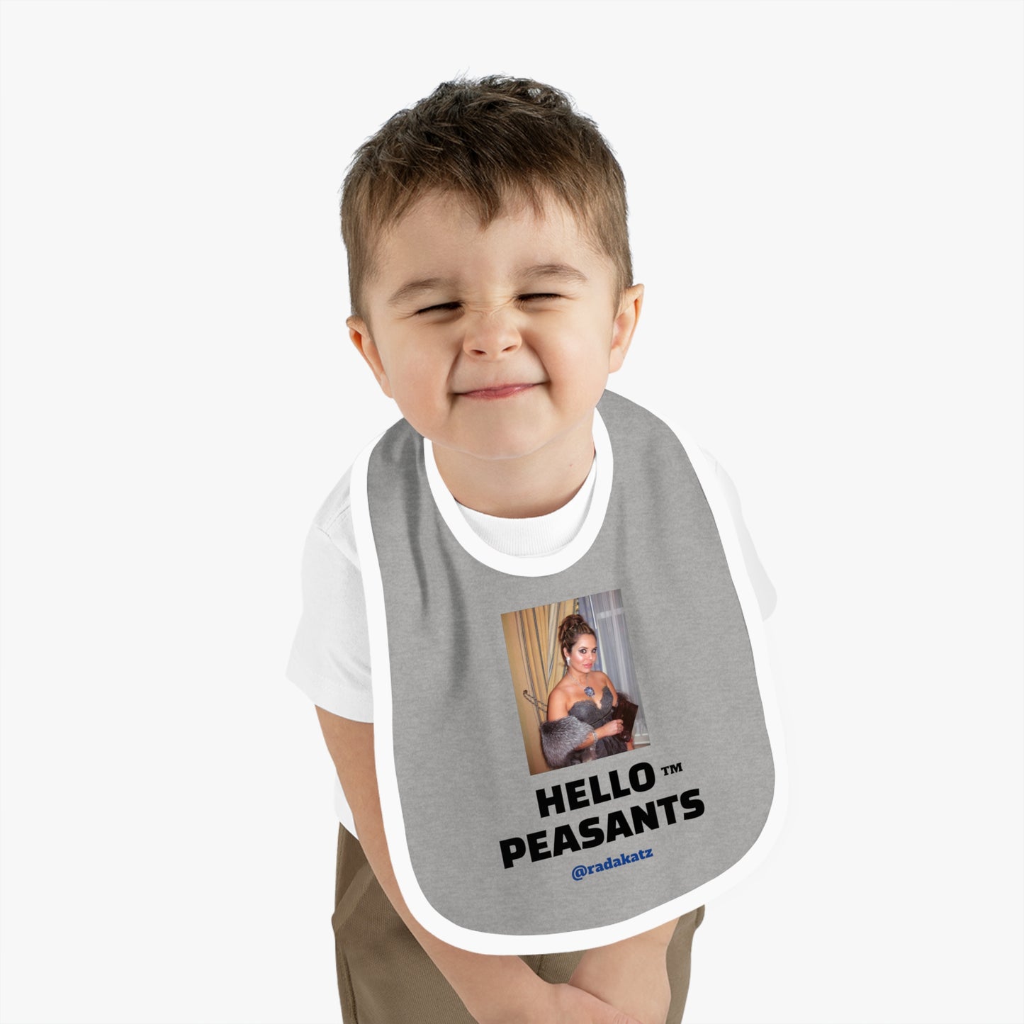 HELLO PEASANTS ™ Royal Baby Contrast Trim Jersey Bib by @radakatz