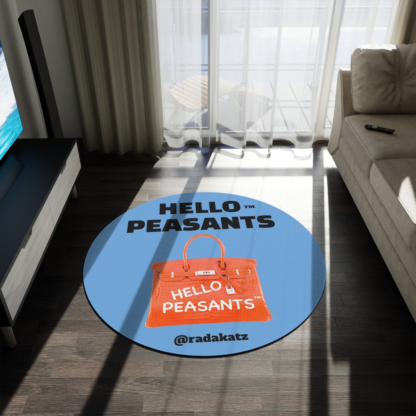 HELLO PEASANTS ™ Designer Area Round Rug by @radakatz