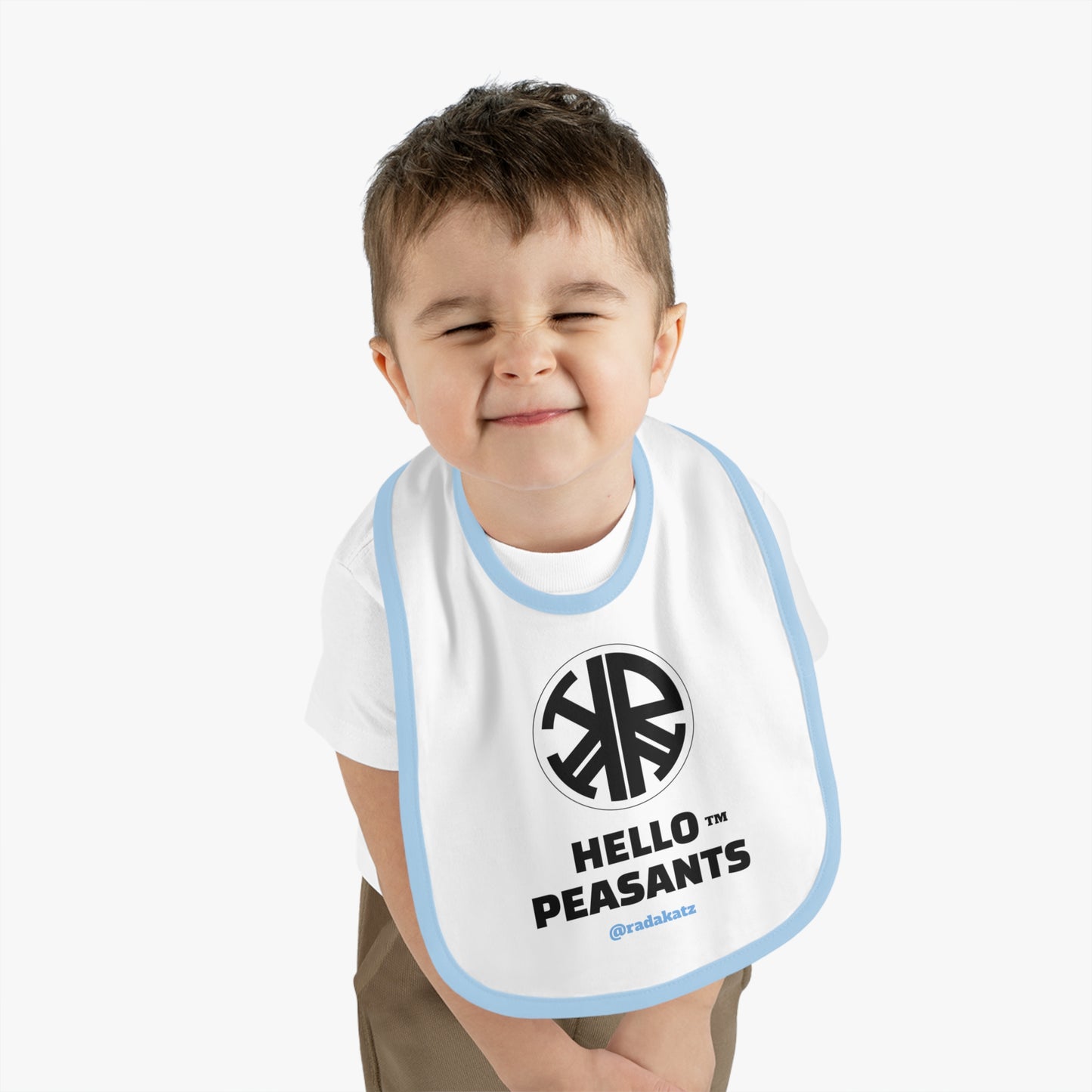 HELLO PEASANTS ™ Royal Baby Contrast Trim Jersey Bib by @radakatz