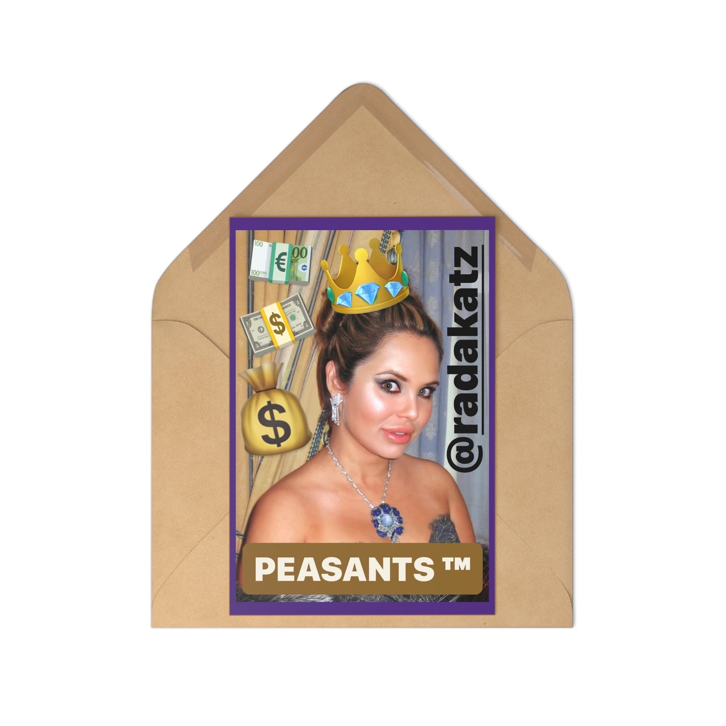 Queen Rada Katz 7 Royal Highness Postcards with envelopes HELLO PEASANTS ™ Set by @radakatz