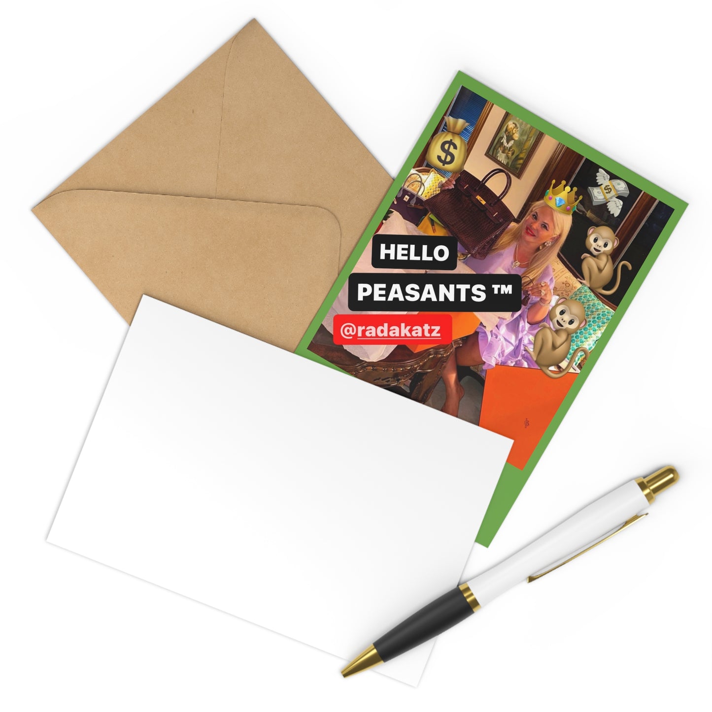 Iconic viral HELLO PEASANTS ™MEME 7 Postcards with envelopes set by @radakatz