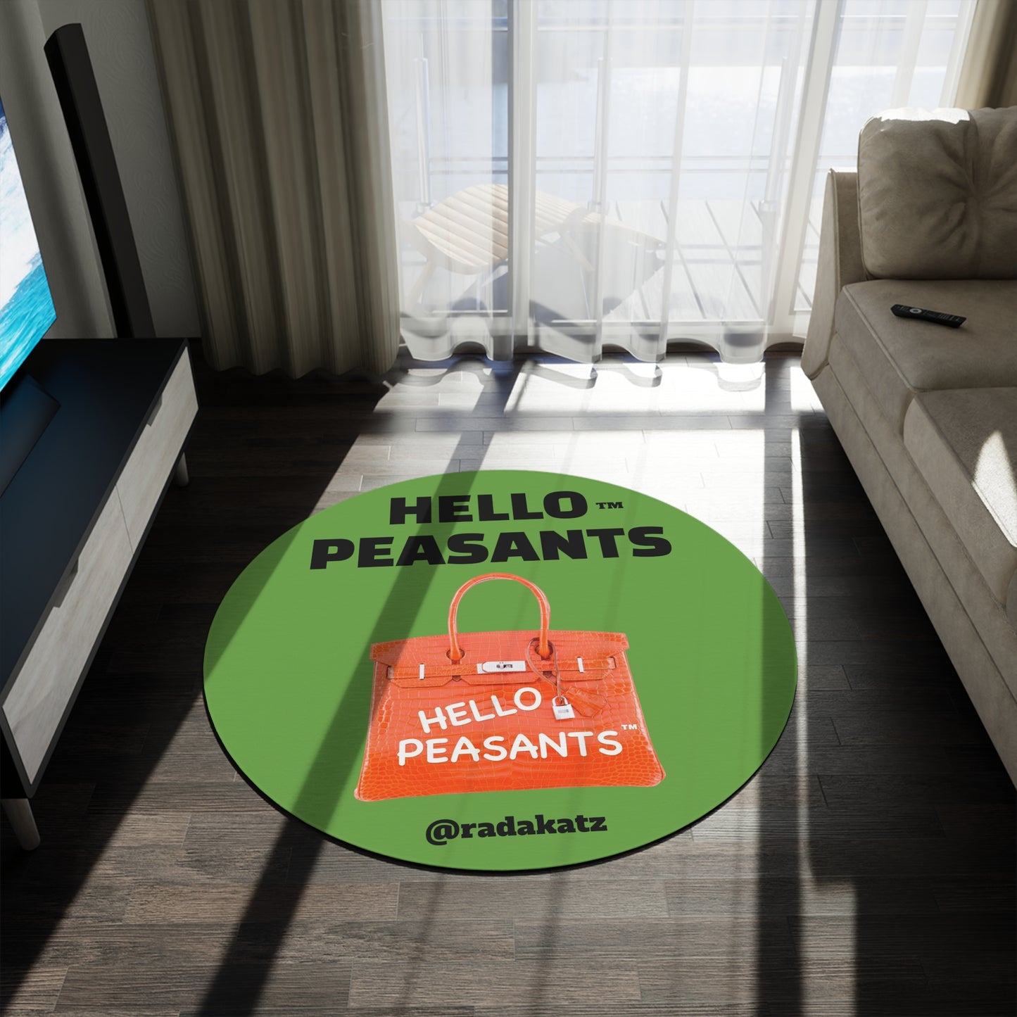 HELLO PEASANTS ™ Designer Area Round Rug by @radakatz