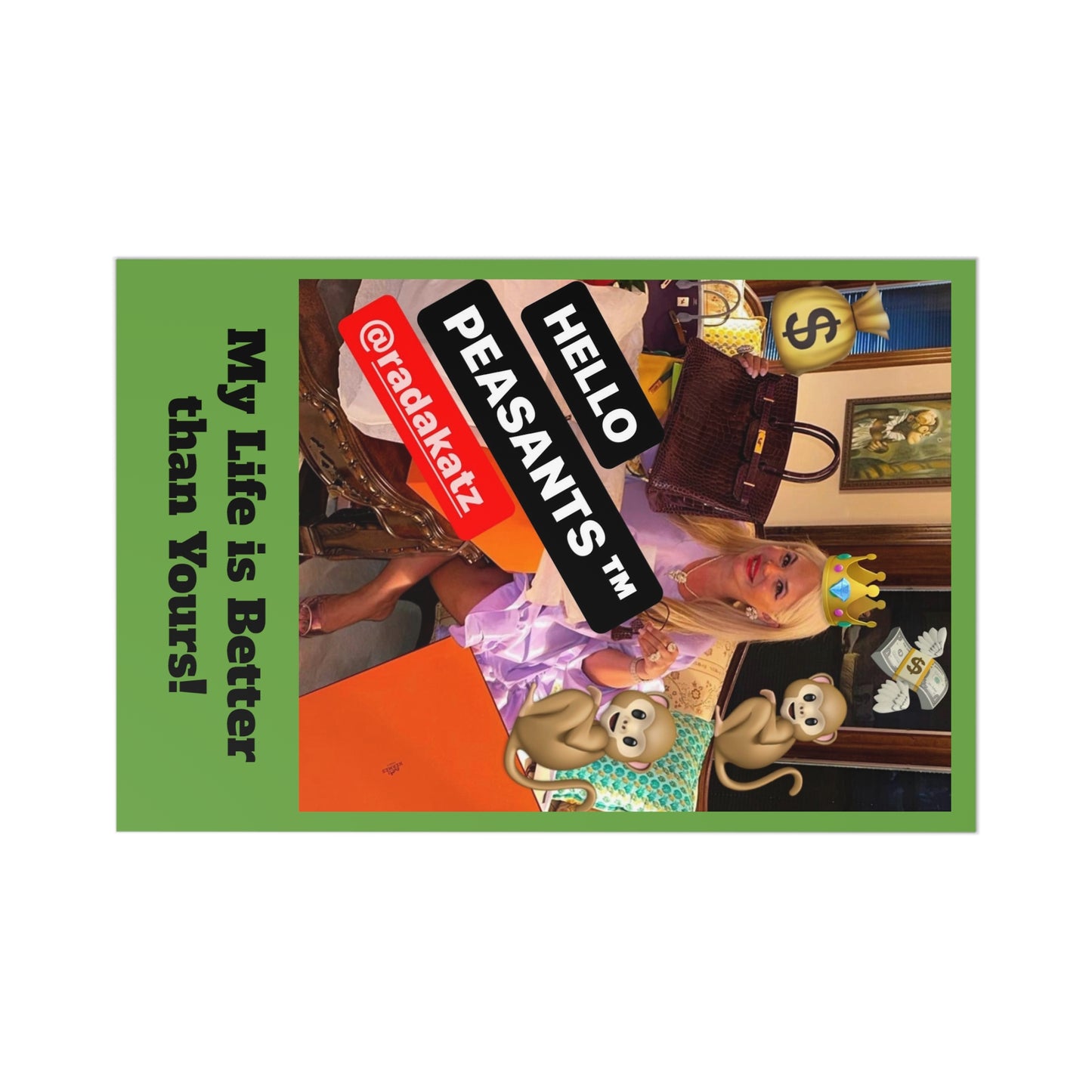 Iconic viral HELLO PEASANTS ™MEME 7 Postcards with envelopes set by @radakatz