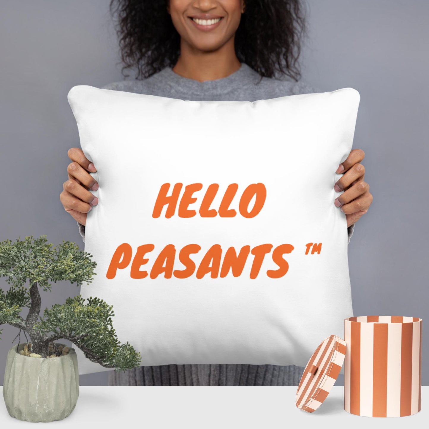 Orange Birkin HELLO PEASANTS ™ Designer pillow by @radakatz