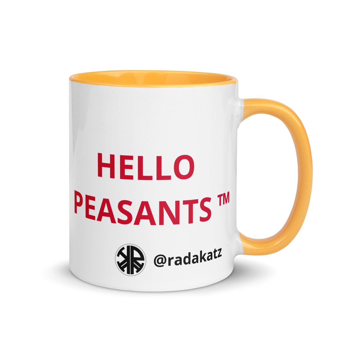 HELLO PEASANTS ™ Designer Mug by @radakatz