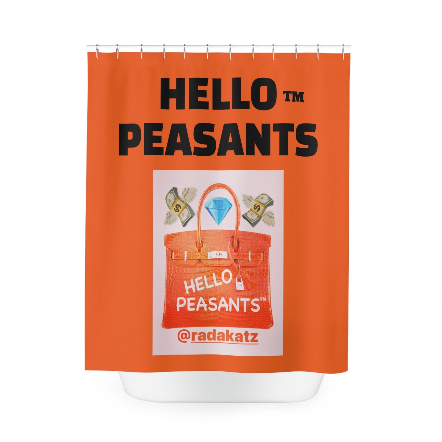 HELLO PEASANTS ™ Designer Shower Curtain by @radakatz