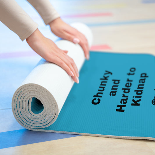 Chunky and Harder to Kidnap Designer HELLO PEASANTS ™ Foam Yoga Mat by @radakatz