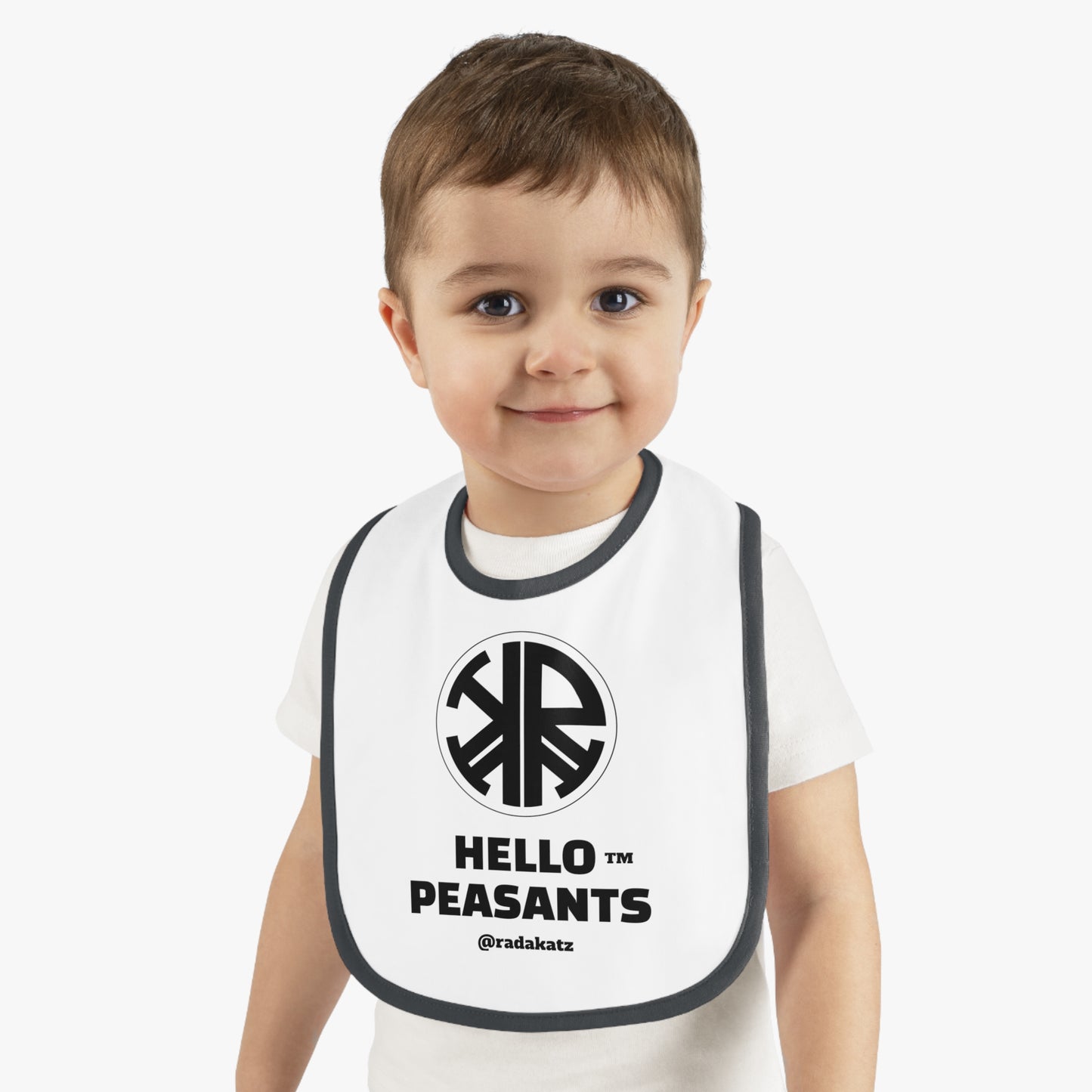 HELLO PEASANTS ™ Royal Baby Contrast Trim Jersey Bib by @radakatz