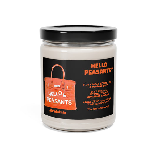 Orange Birkin HELLO PEASANTS ™Cinnamon VanillaDesigner Soy Candle by @radakatz