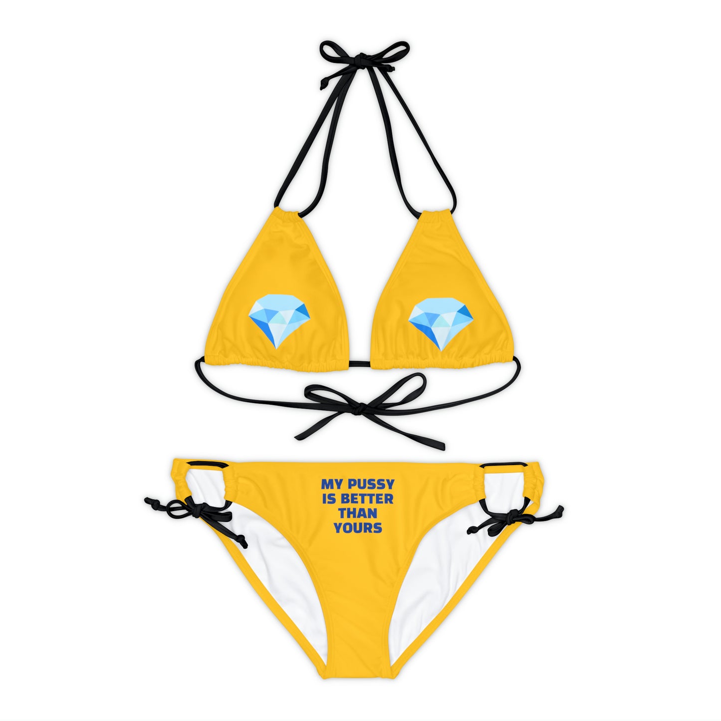 HELLO PEASANTS ™ My Pussy is Better! Strappy Designer Bikini Set by @radakatz