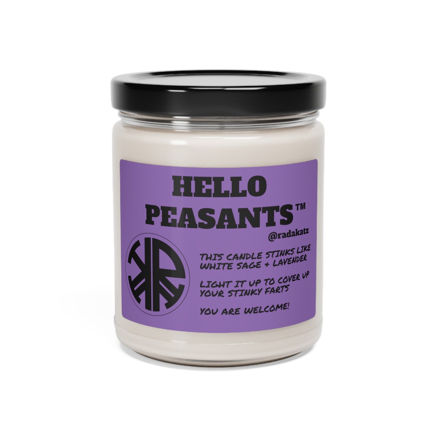 HELLO PEASANTS ™ Stinky White Sage & Lavender Soy Candle, 9oz by @radakatz