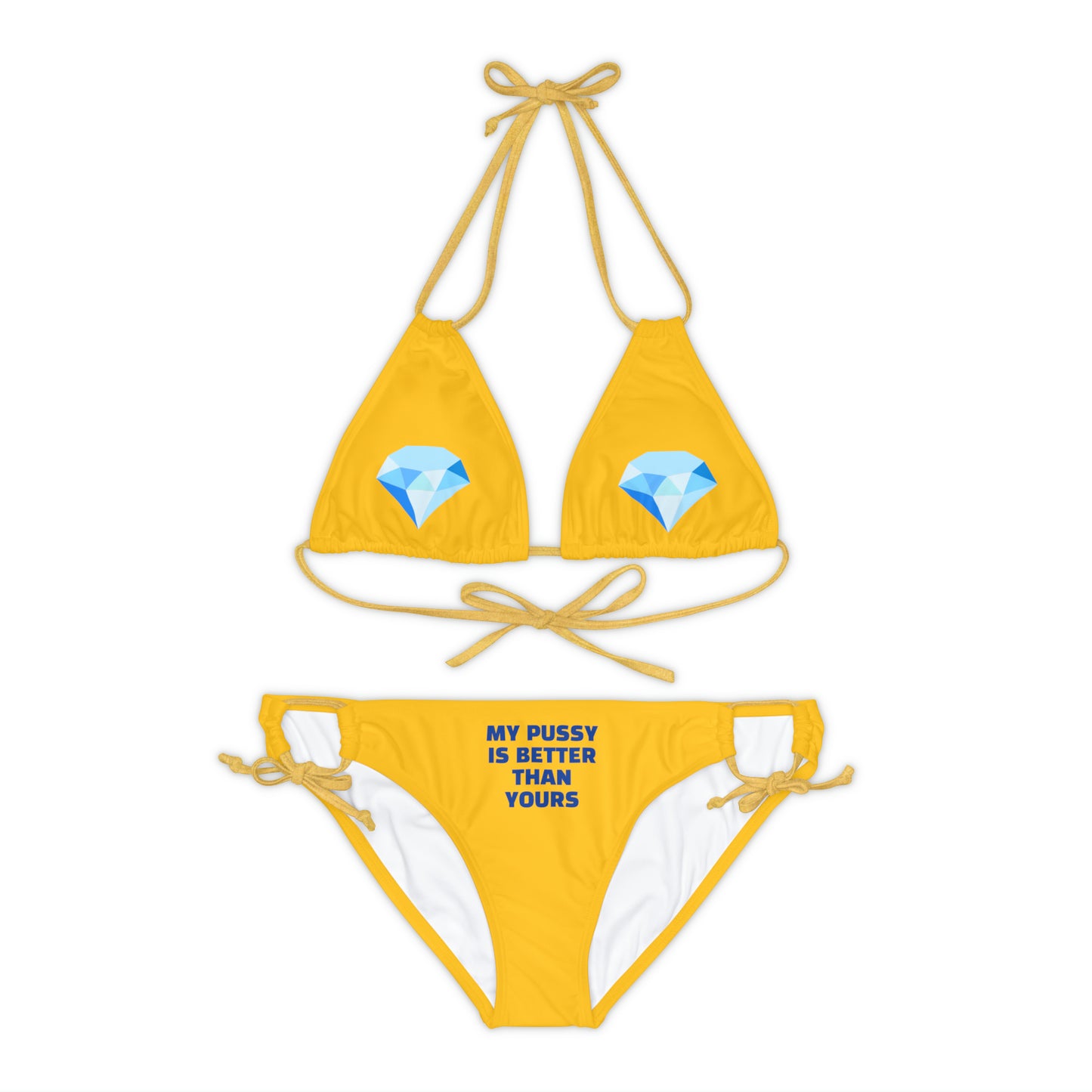 HELLO PEASANTS ™ My Pussy is Better! Strappy Designer Bikini Set by @radakatz