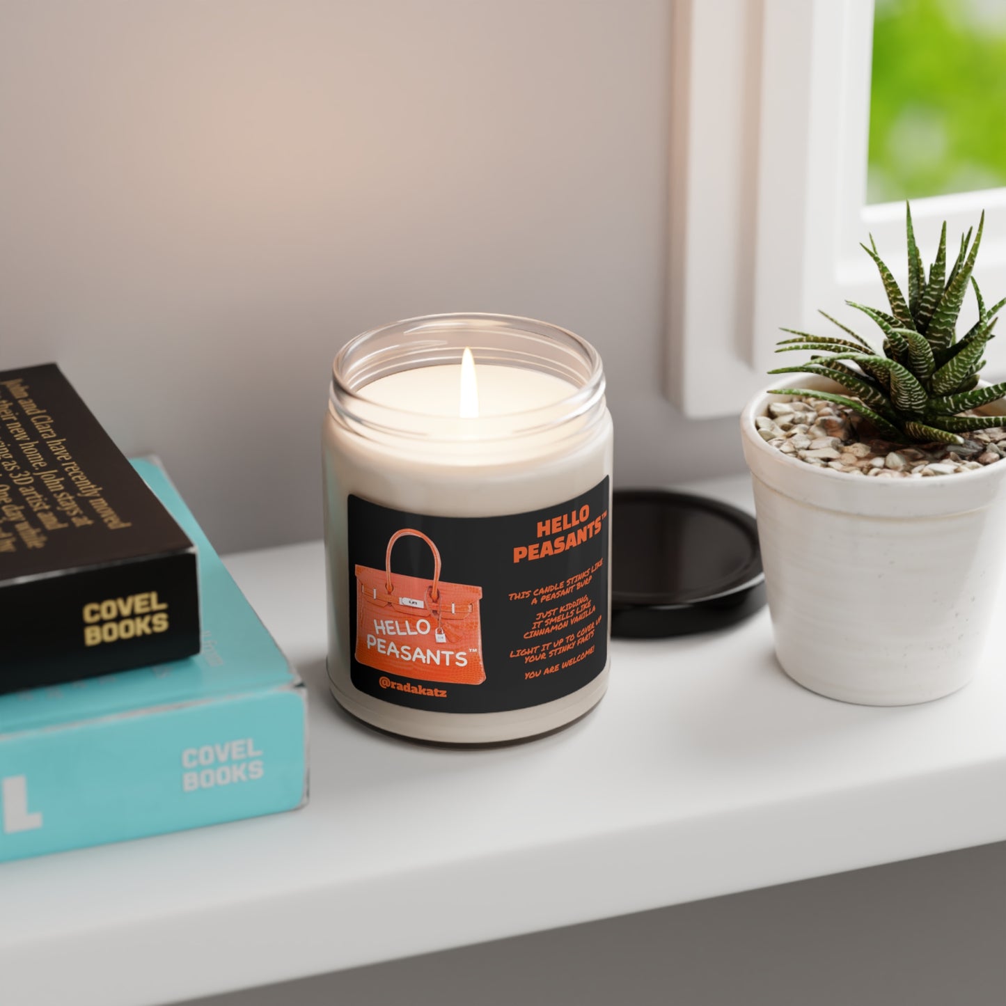 Orange Birkin HELLO PEASANTS ™Cinnamon VanillaDesigner Soy Candle by @radakatz