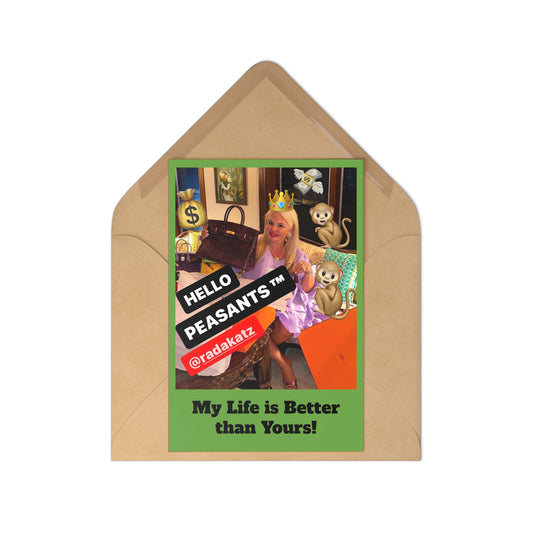 Iconic viral HELLO PEASANTS ™MEME 7 Postcards with envelopes set by @radakatz