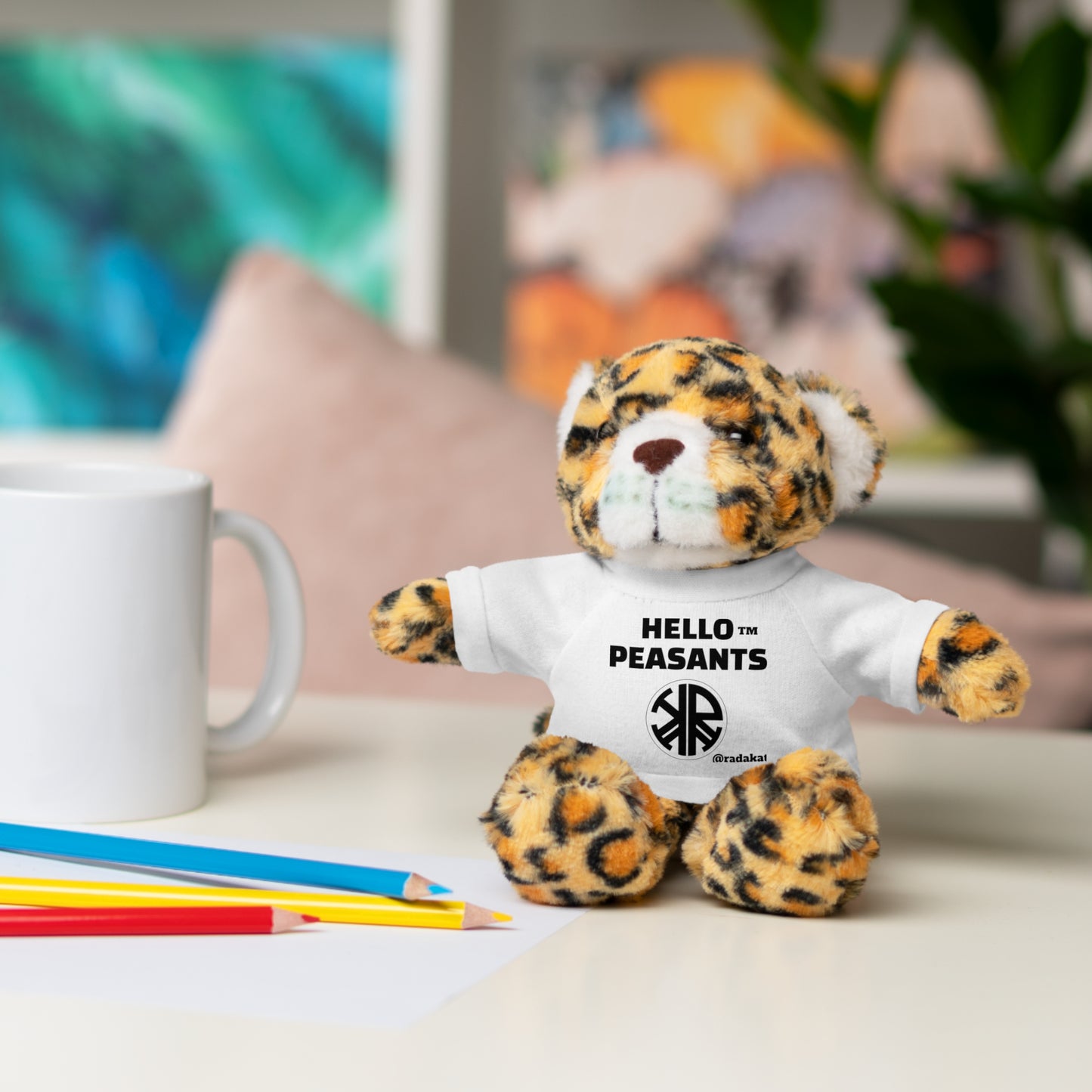 HELLO PEASANTS ™ Stuffed Animals with Rada Katz Logo Designer T-shirt by @radakatz