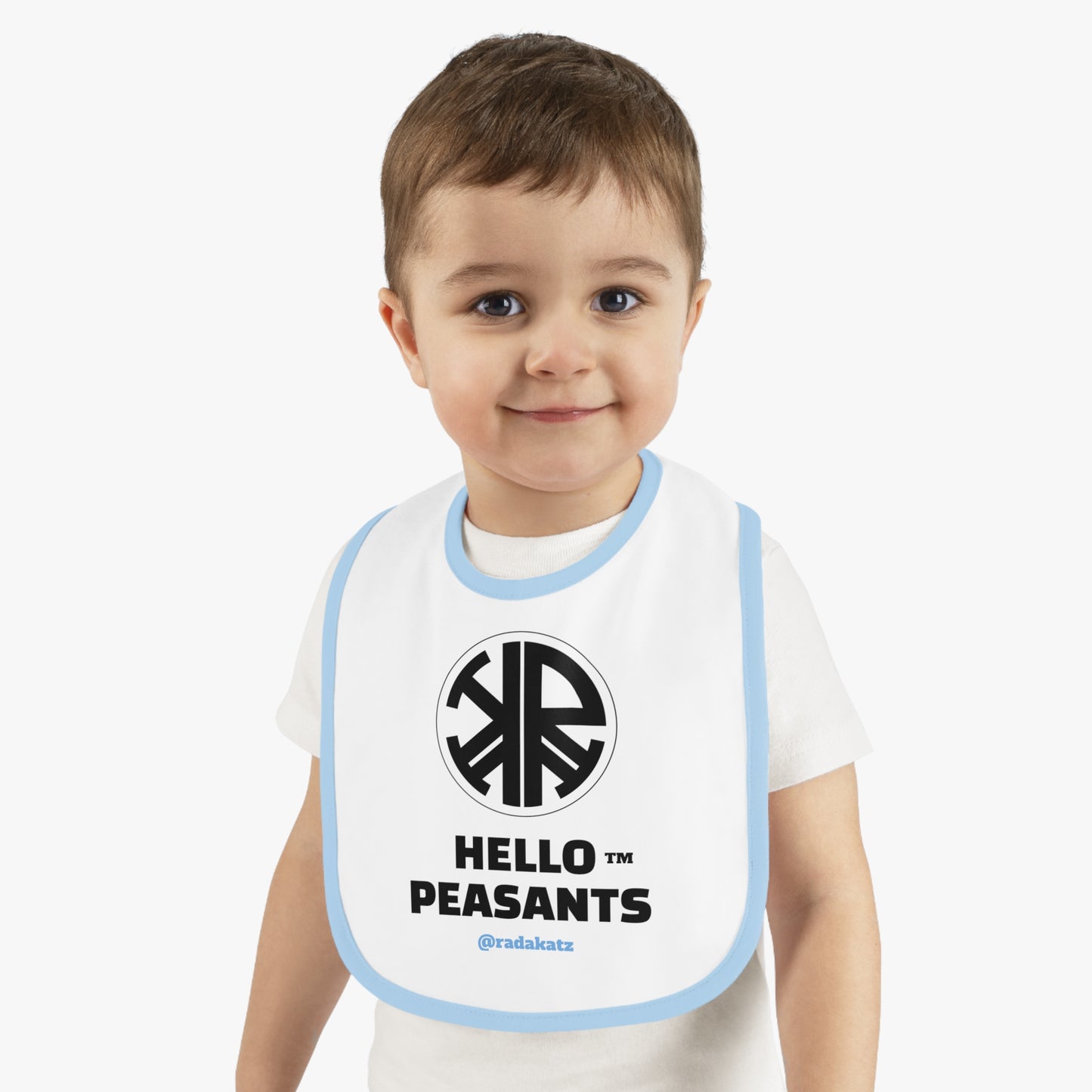 HELLO PEASANTS ™ Royal Baby Contrast Trim Jersey Bib by @radakatz