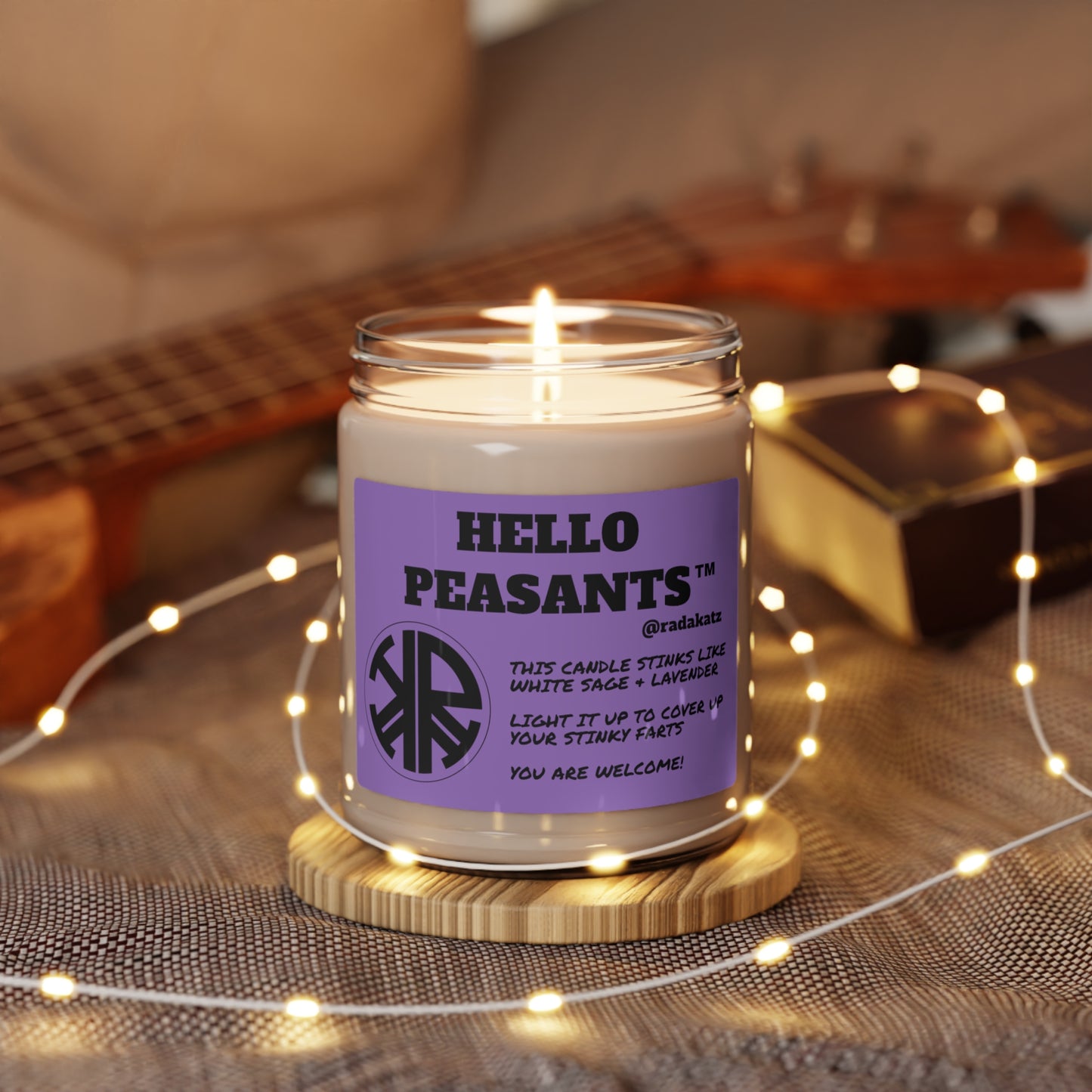 HELLO PEASANTS ™ Stinky White Sage & Lavender Soy Candle, 9oz by @radakatz