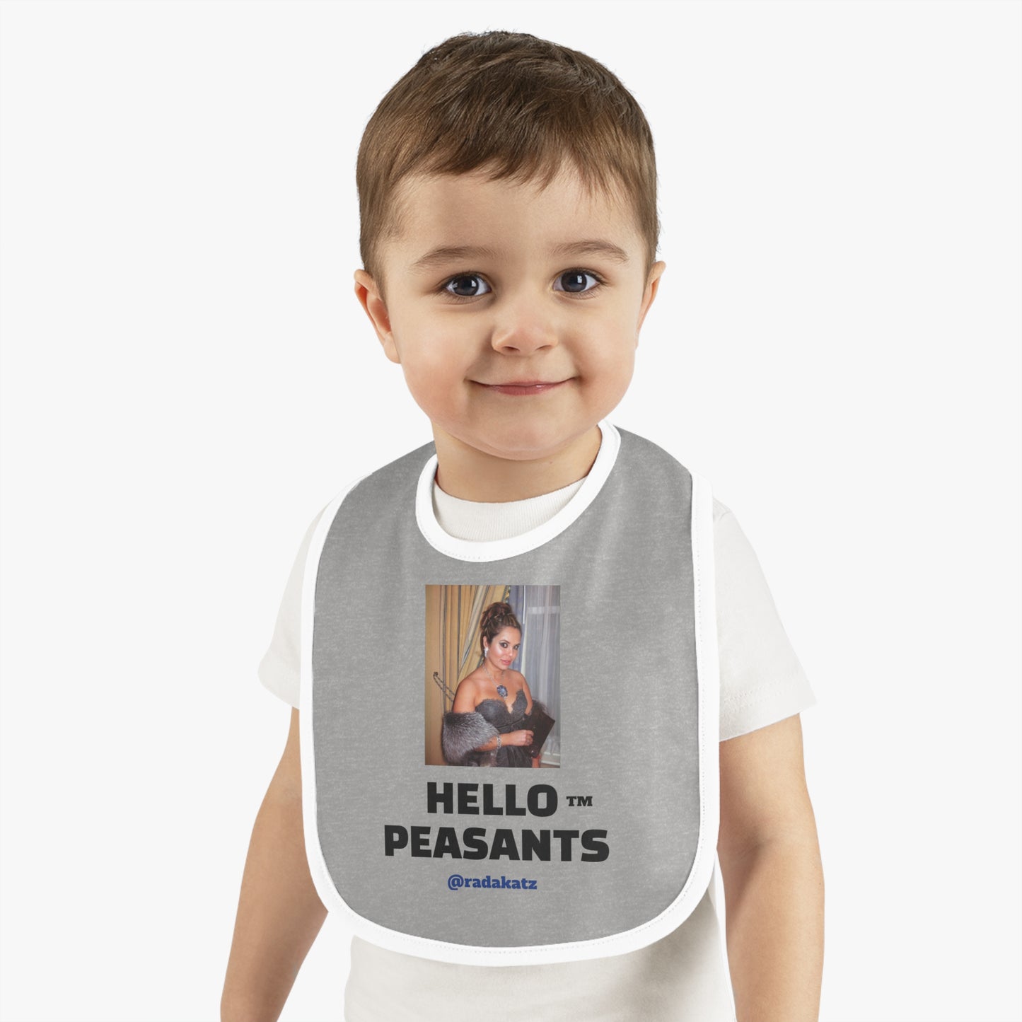 HELLO PEASANTS ™ Royal Baby Contrast Trim Jersey Bib by @radakatz