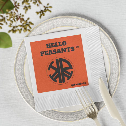 HELLO PEASANTS ™ Logo Napkins by @radakatz