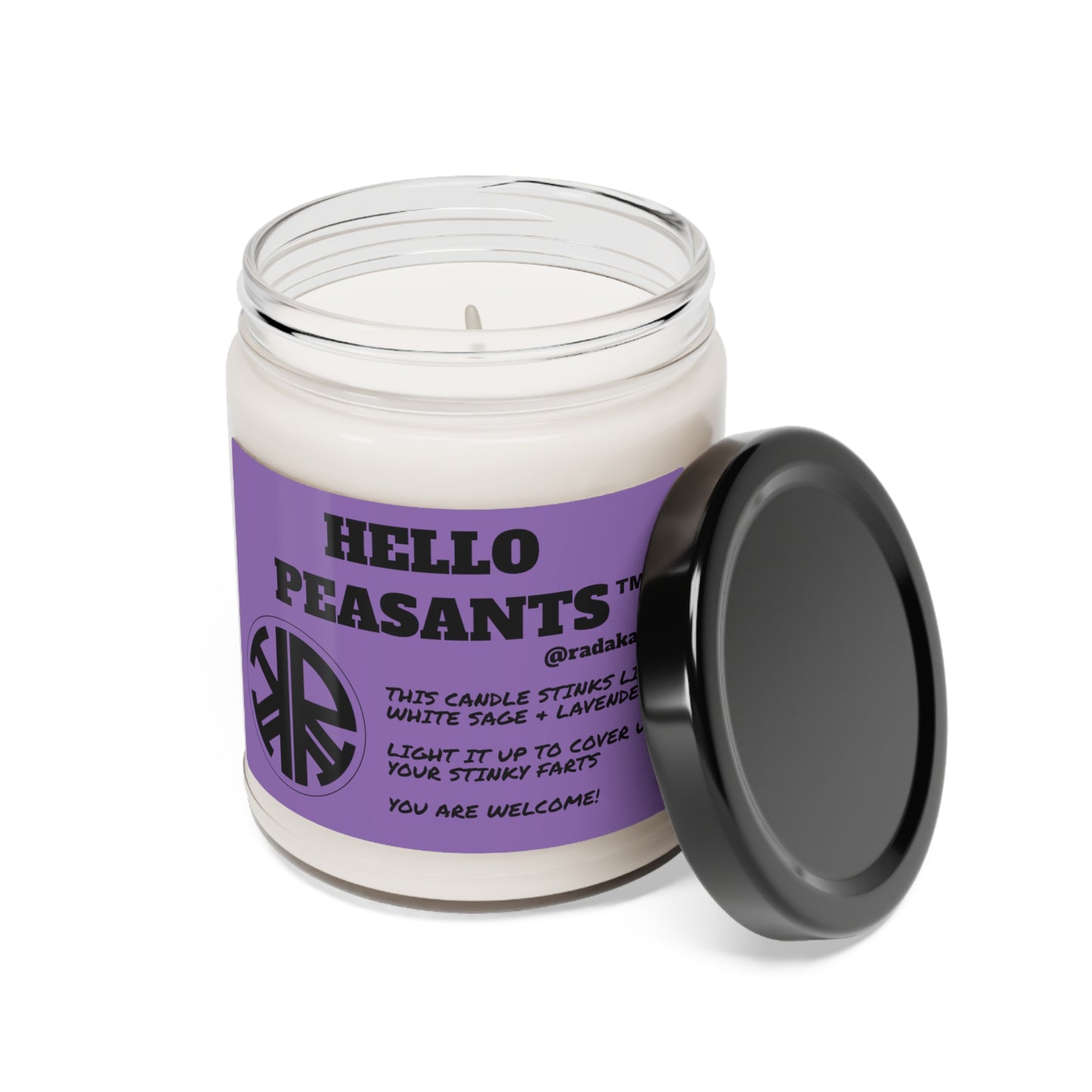 HELLO PEASANTS ™ Stinky White Sage & Lavender Soy Candle, 9oz by @radakatz