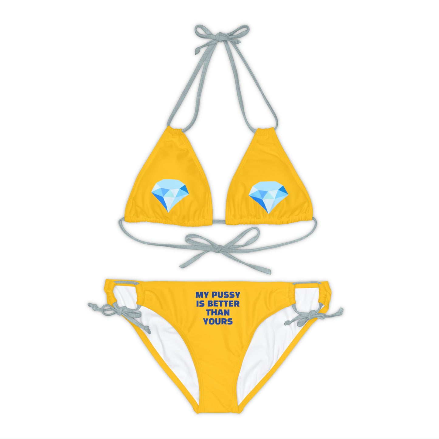 HELLO PEASANTS ™ My Pussy is Better! Strappy Designer Bikini Set by @radakatz