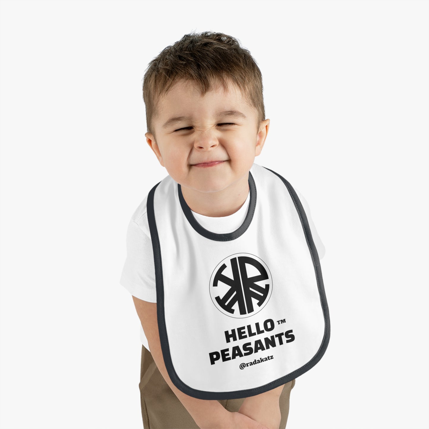HELLO PEASANTS ™ Royal Baby Contrast Trim Jersey Bib by @radakatz