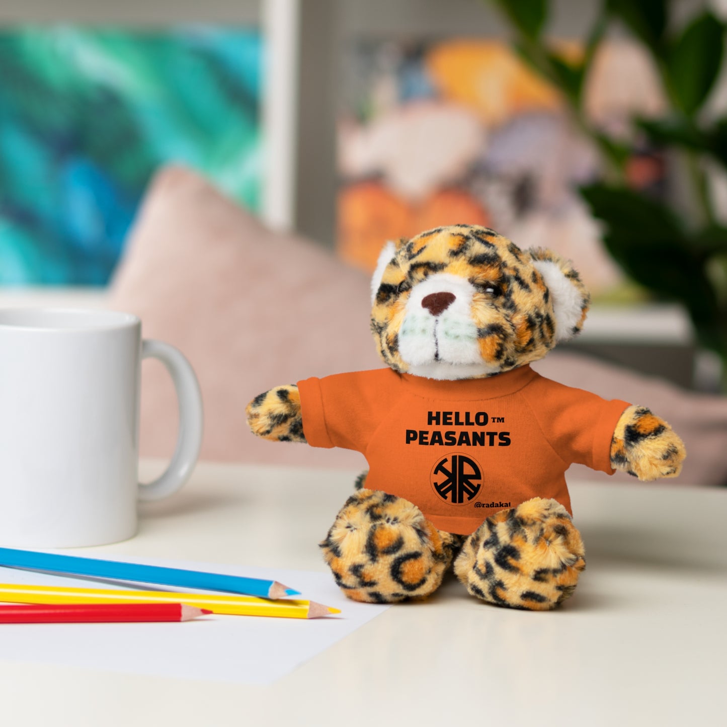 HELLO PEASANTS ™ Stuffed Animals with Rada Katz Logo Designer T-shirt by @radakatz