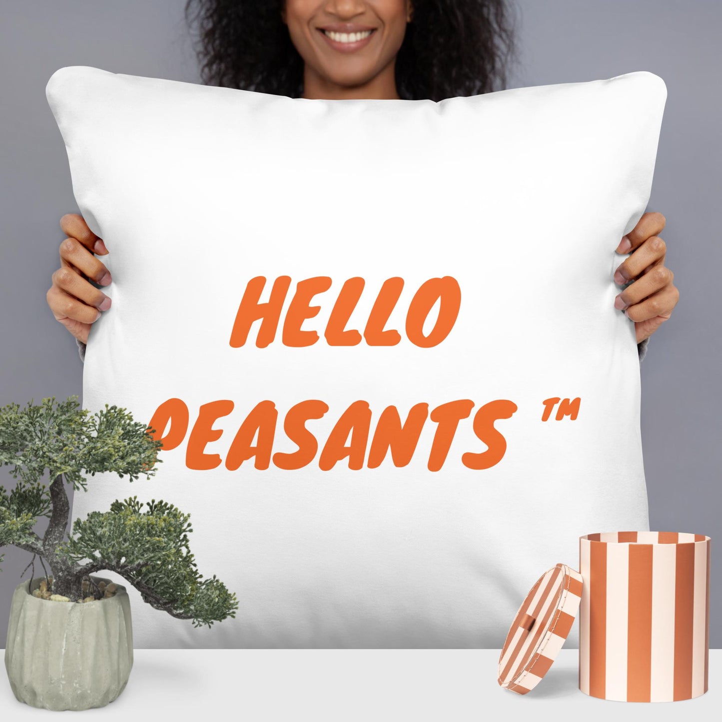 Orange Birkin HELLO PEASANTS ™ Designer pillow by @radakatz