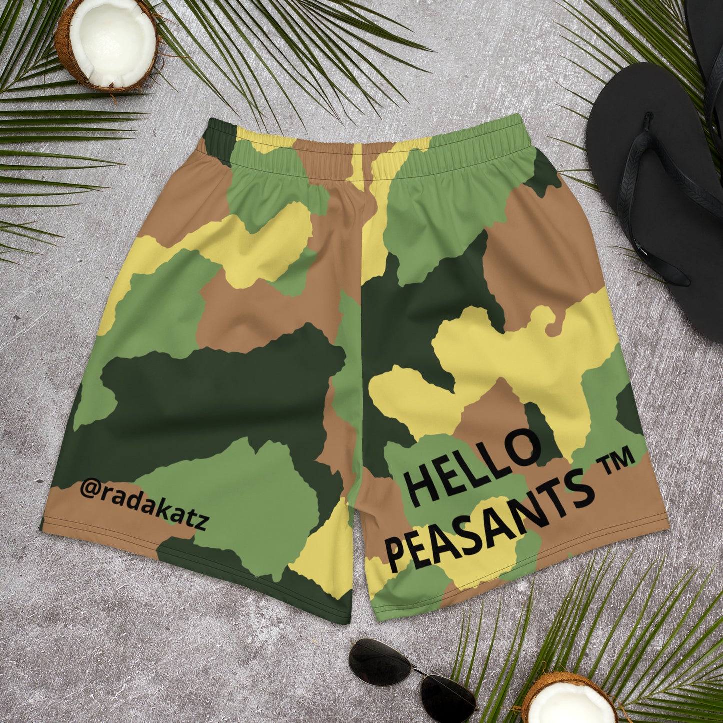 Men's HELLO PEASANTS ™ Eco-friendly Recycled Fabric Athletic Shorts by @radakatz