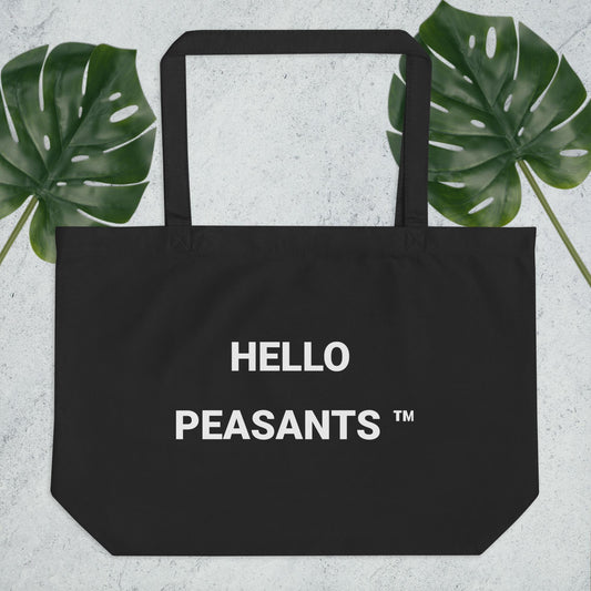 Large HELLO PEASANTS ™ 100% organic cotton tote bag by @radakatz