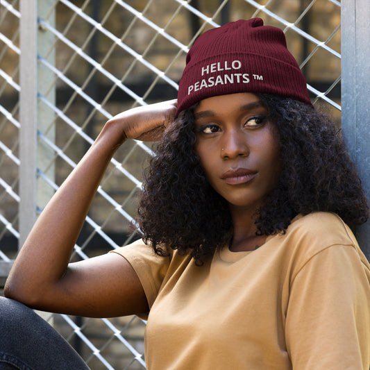 HELLO PEASANTS ™Organic cotton ribbed beanie by @radakatz