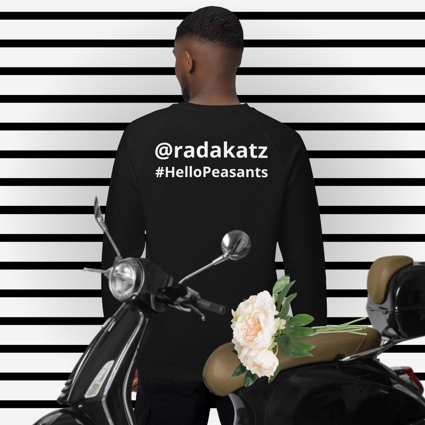 Hello Peasants ™ Unisex Organic Raglan Sweatshirt by @radakatz