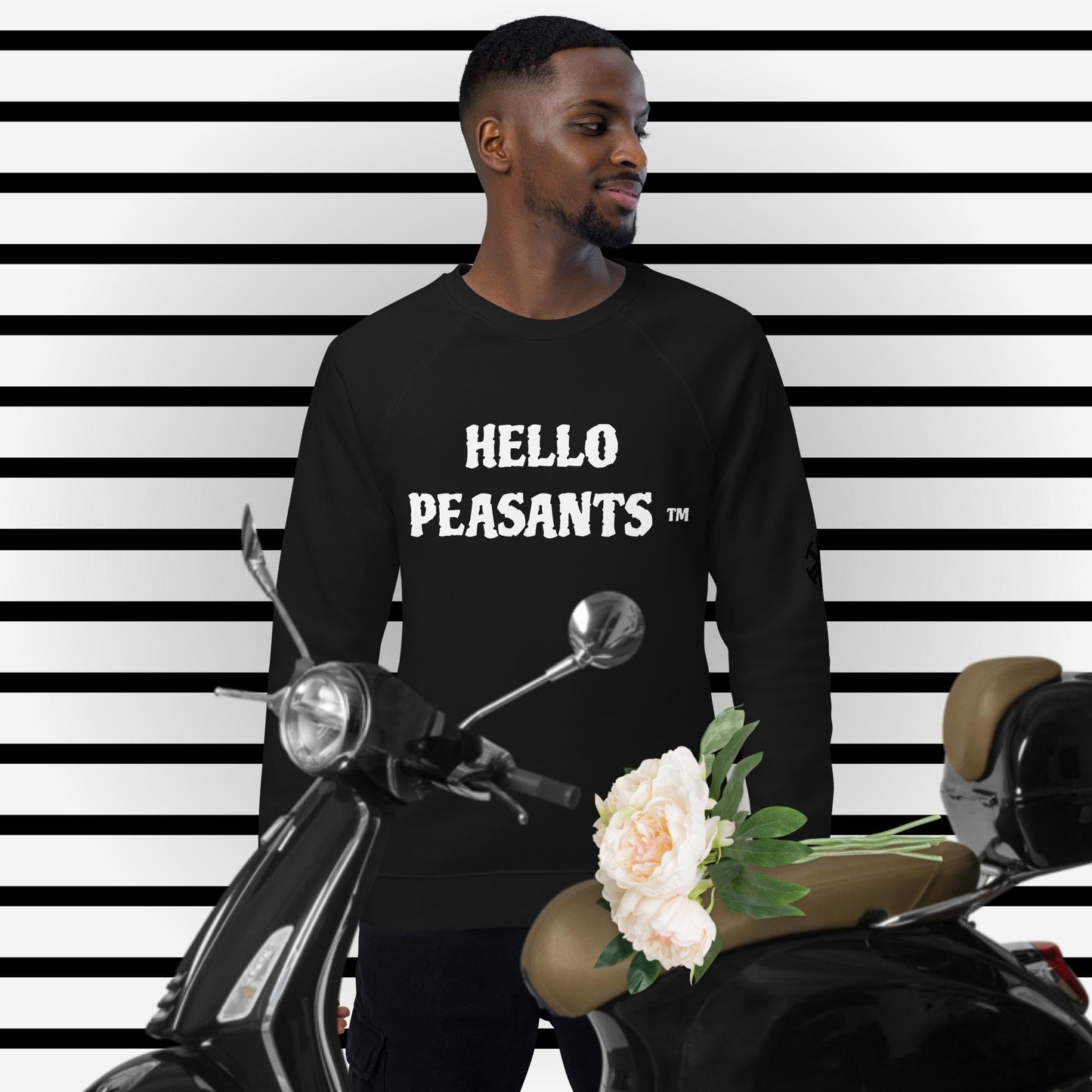 Hello Peasants ™ Unisex Organic Raglan Sweatshirt by @radakatz