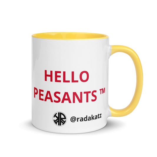 HELLO PEASANTS ™ Designer Mug by @radakatz